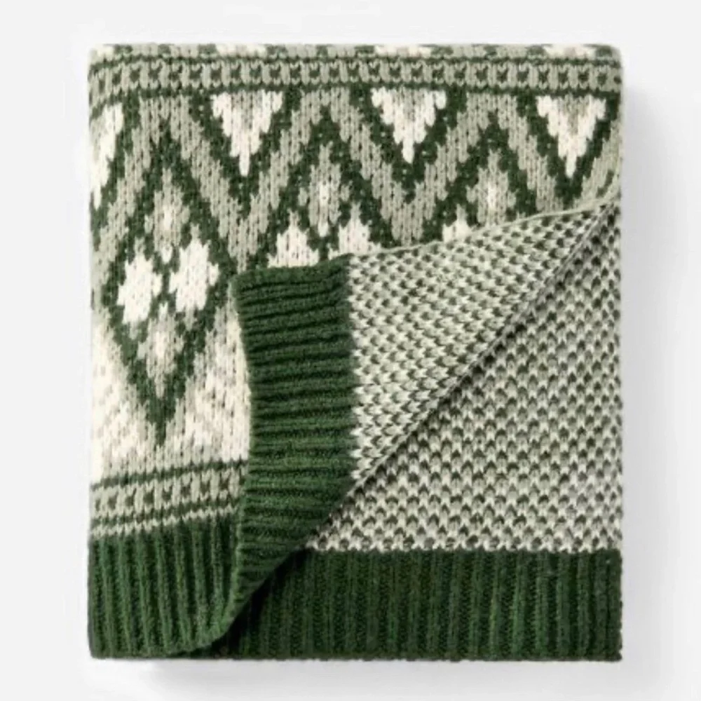 Studio McGee Knit Fair Isle Throw Blanket Green/Cream - Threshold™